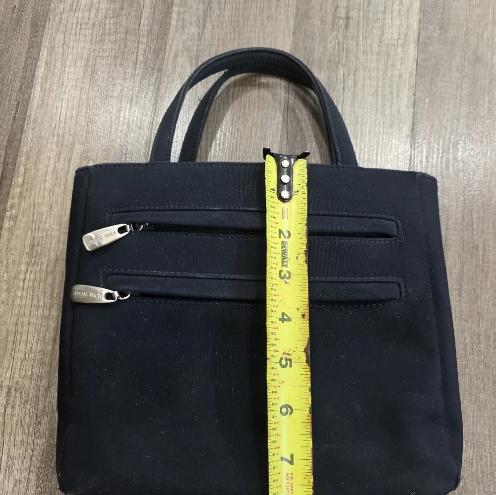 VINTAGE 2000s NINE WEST Black Nylon Satchel Bag Formal Wedding Minimalist 90s